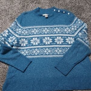 CJ Banks Blue and White Crewneck Sweater